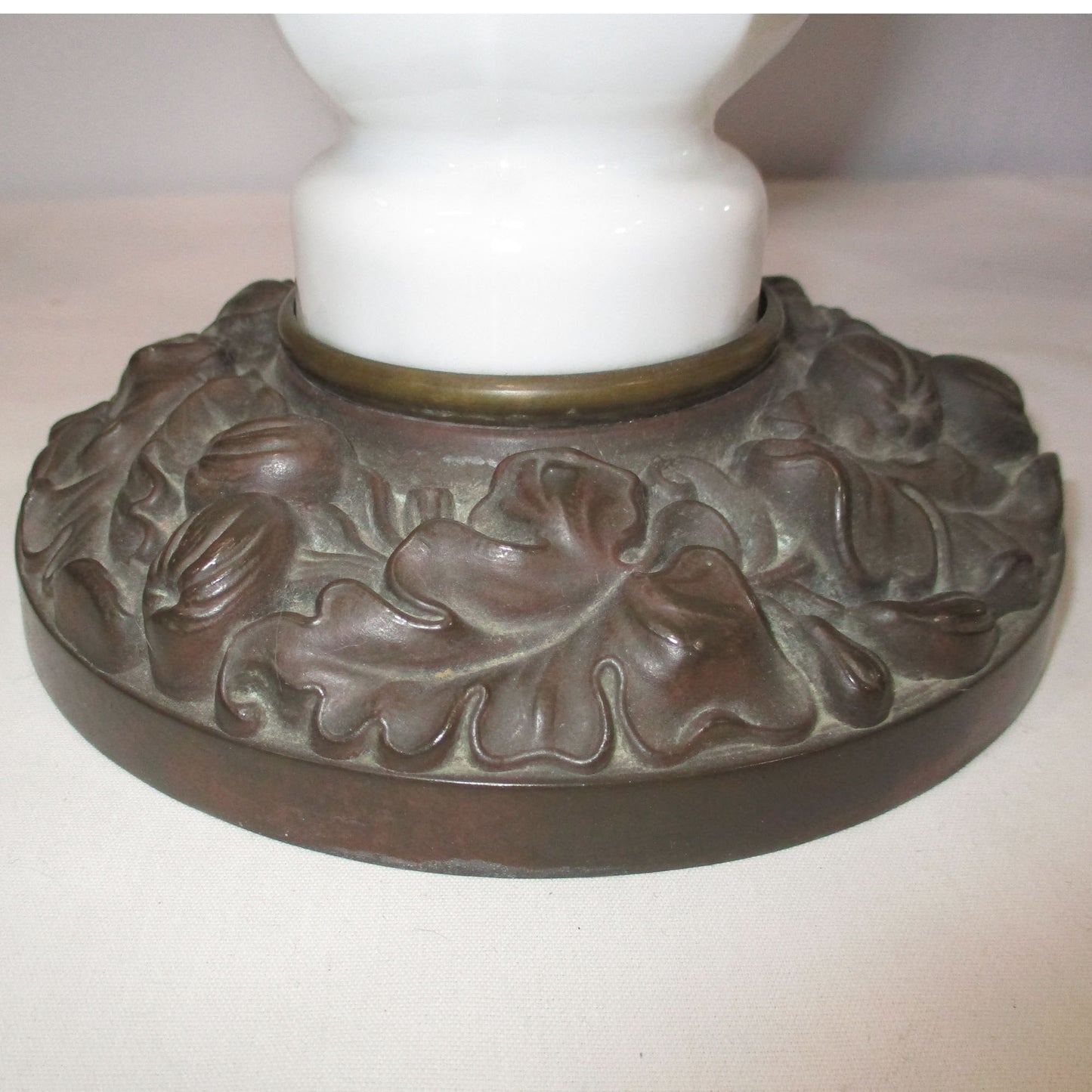 Hollywood Regency Bronze and Opaline Glass Double Light Lamp Paul Hanson PG 25