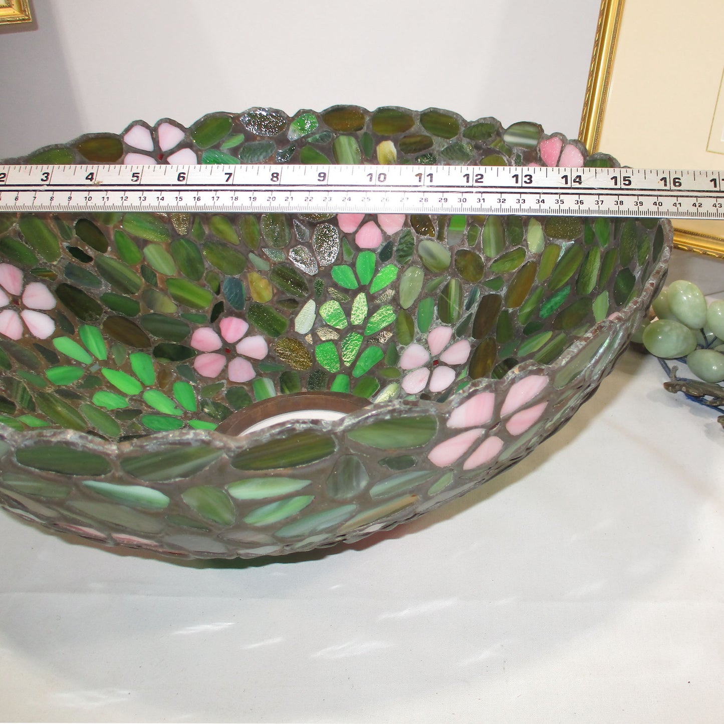 Unique Art Glass Company Stained Leaded Slag Glass Lamp Shade PG 58