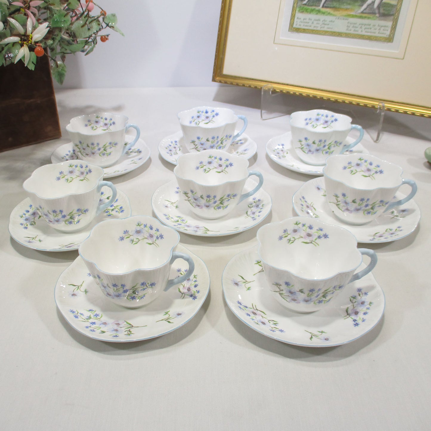 Shelley Porcelain Dainty Blue Rock Service for Eight 32 Pieces PG 58