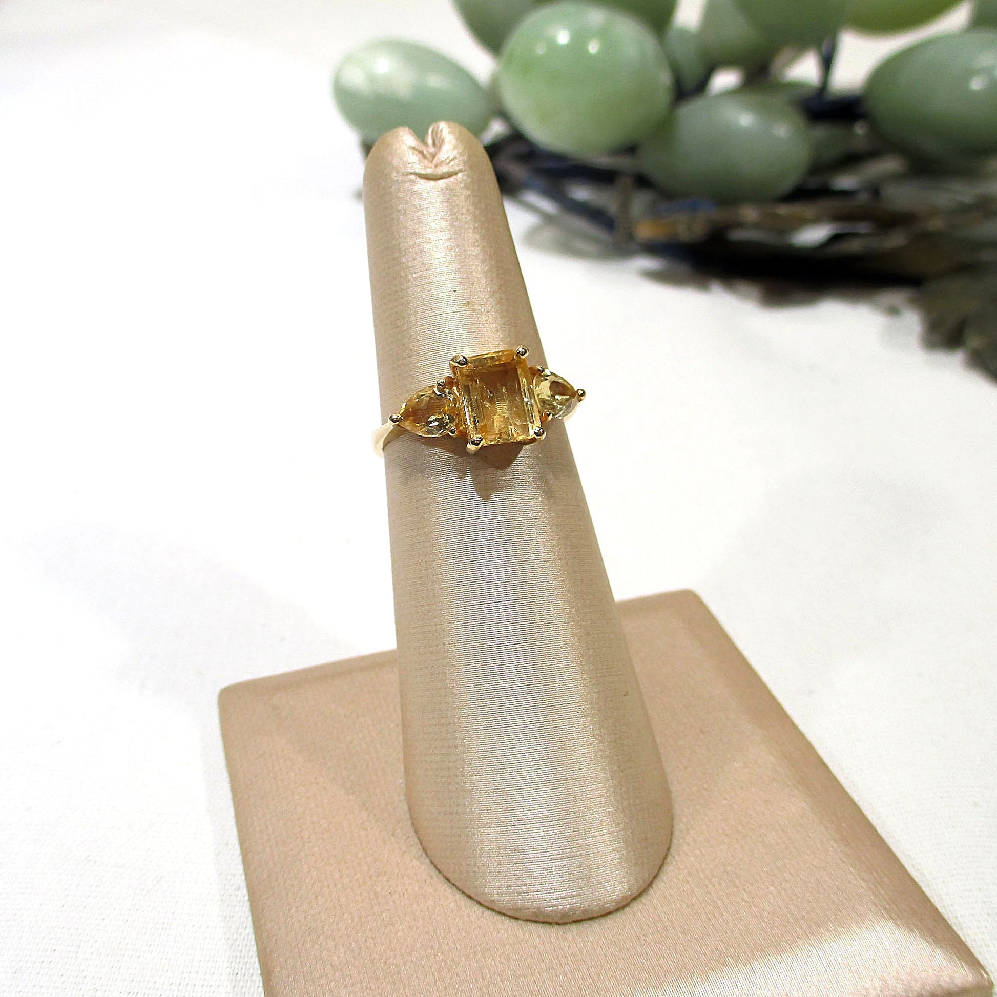 Solid 14K Gold and Citrine Ring Crown Setting Size 5