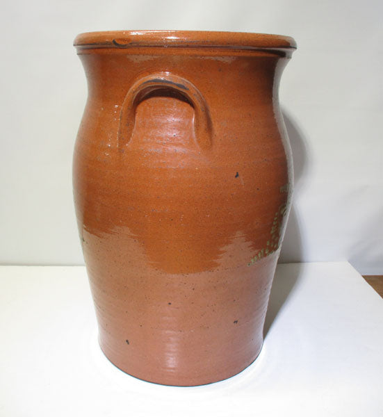 Huge Redware Crock Slip-Decorated and Signed