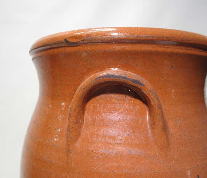 Huge Redware Crock Slip-Decorated and Signed