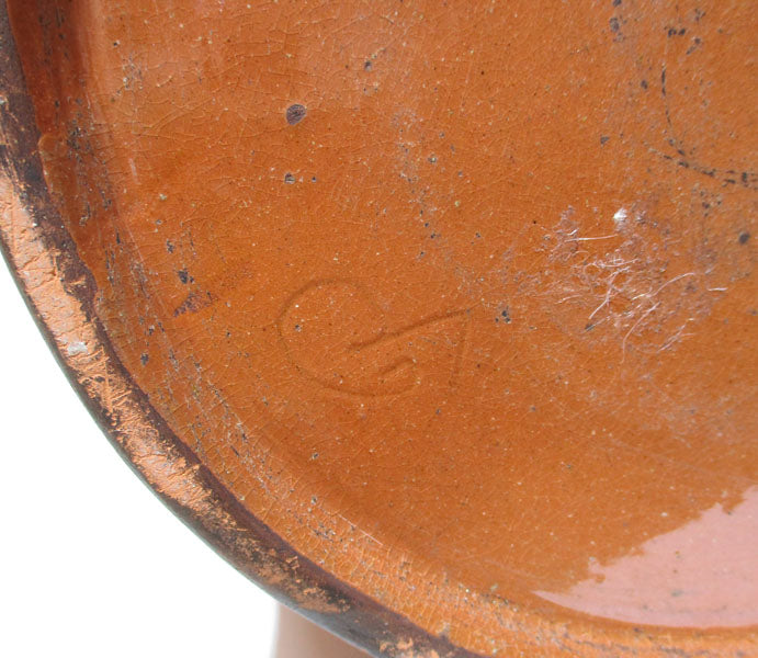 Huge Redware Crock Slip-Decorated and Signed