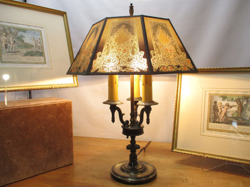 Signed Antique Rembrandt Bouillotte Table Lamp