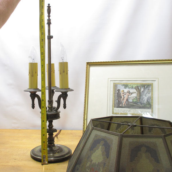 Signed Antique Rembrandt Bouillotte Table Lamp