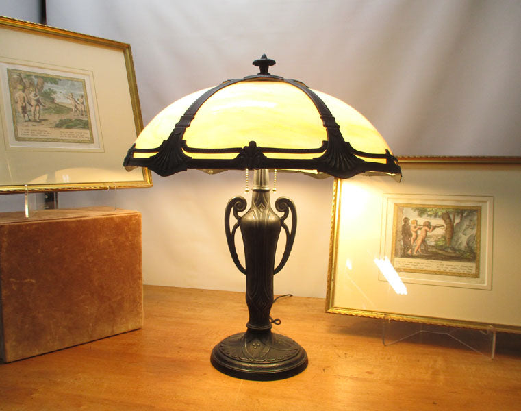 Pittsburgh Bent Panel Slag Glass Lamp - 1920"s