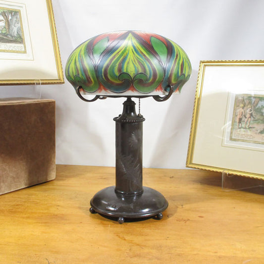 Pairpoint Reverse Painted Bronze Lamp Vienna Shade