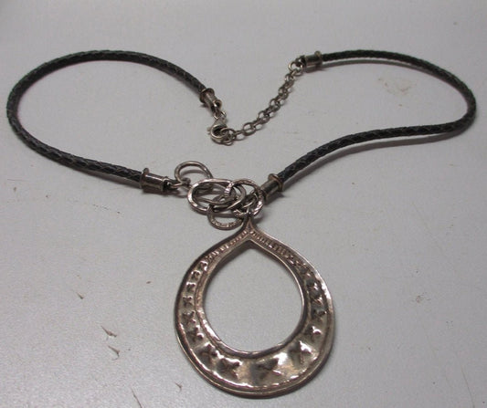 Didae Shablool Israel Sterling Silver and Leather Cord Necklace