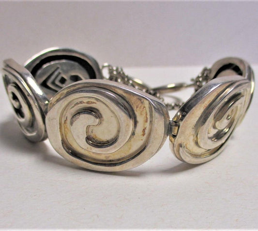 Sterling Silver Signed Silpada Arrowhead Swirl Toggle Bracelet Safety Chain B1867