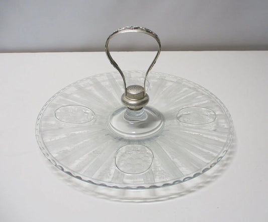 Brilliant Period Signed Hawkes Millicent Pattern Sterling Silver Handle Server Plate 11 Inches