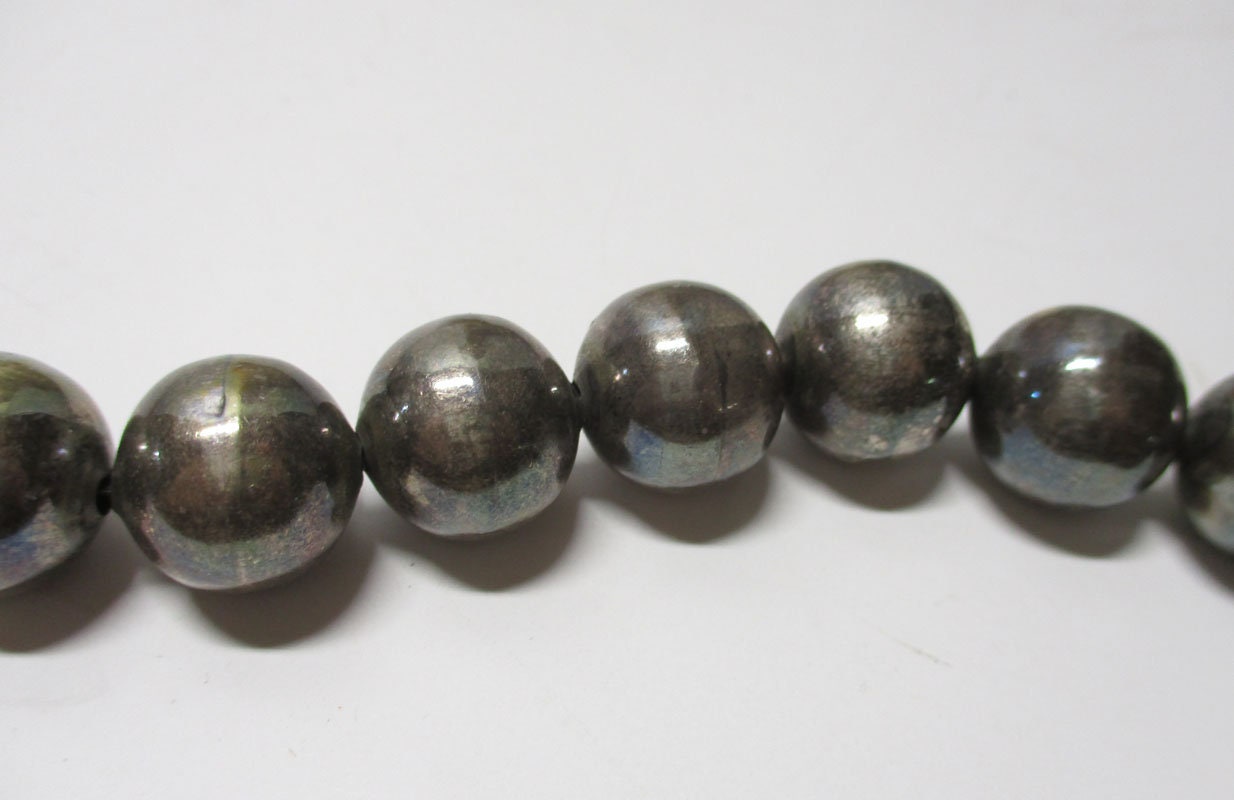 Gr 73 Sterling Silver Heavy Bench Made Graduated Beads Taxco Mexico 69.26 Grams 16"