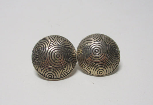 Gr 72 Southwestern Mexico Sterling Silver Maze Earrings Signed DDD Dominique Dinouart Designs