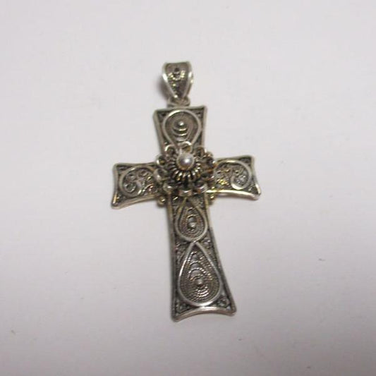 Sterling Silver Filigree DGS Turkey Cross 2"