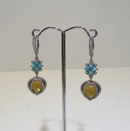 Atelier Sterling Silver, Turquoise & Smoky Quartz Drop Earrings Anthony Nak