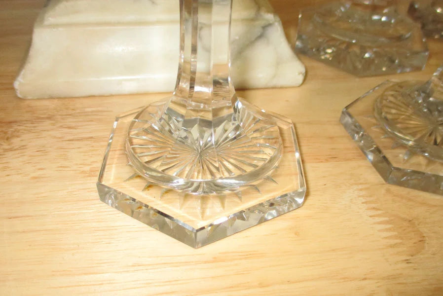 Georgian Anglo Irish Set of Six Wine Glasses Diamond Point with a Star Cut Foot