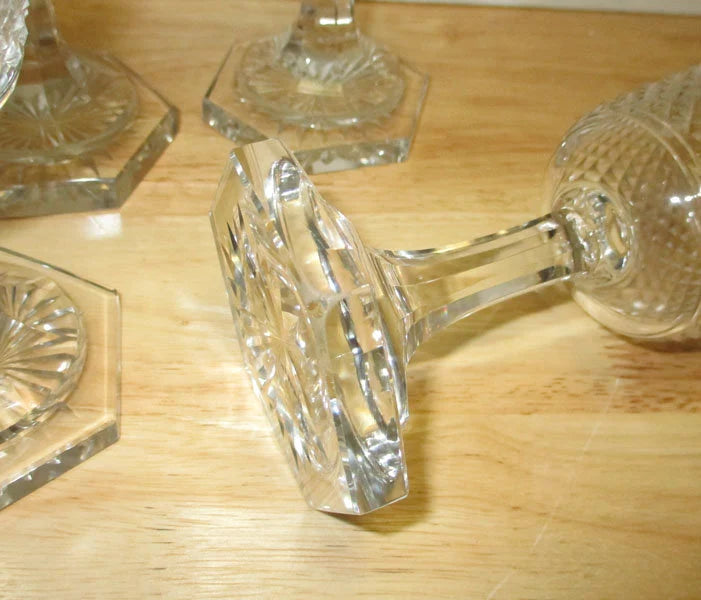 Georgian Anglo Irish Set of Six Wine Glasses Diamond Point with a Star Cut Foot