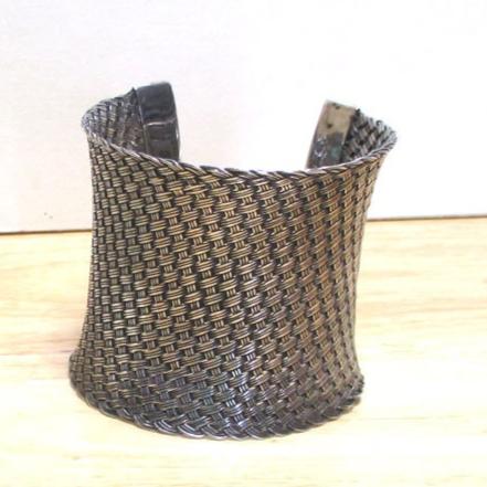 Massive Vintage Basketweave Sterling Silver Cuff Bracelet Suarti Bali HEAVY 94.87 Grams