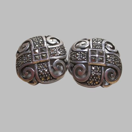 Sterling Silver and Marcasite Judith Jack Post Earrings