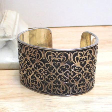 Doug Paulus Sterling Silver Ajoure Cutout Filigree Cuff Bracelet Heavy and Wide