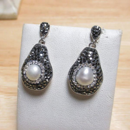 Sterling Silver, Cubic Zirconia and Pearl Drop Earrings