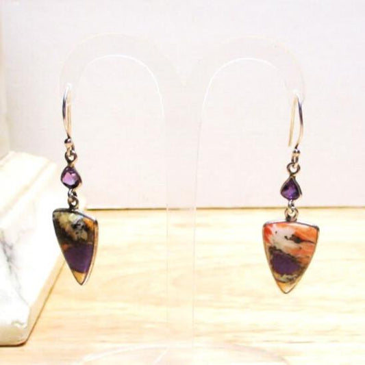 "Tiffany Stone" Opal Fluorite and Amethyst Sterling Silver Earrings