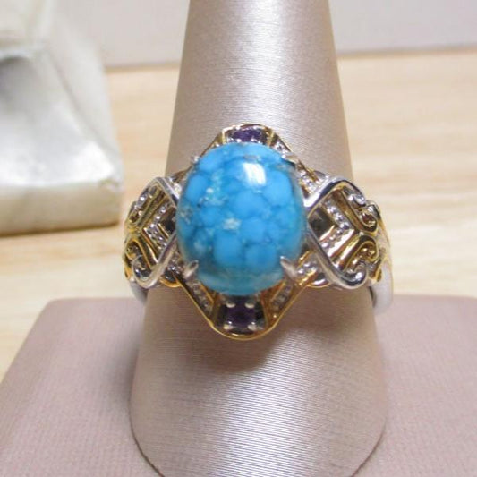 Sterling Silver and Turquoise Gems en Vogue Michael Valitutti Ring Size 11 1/2