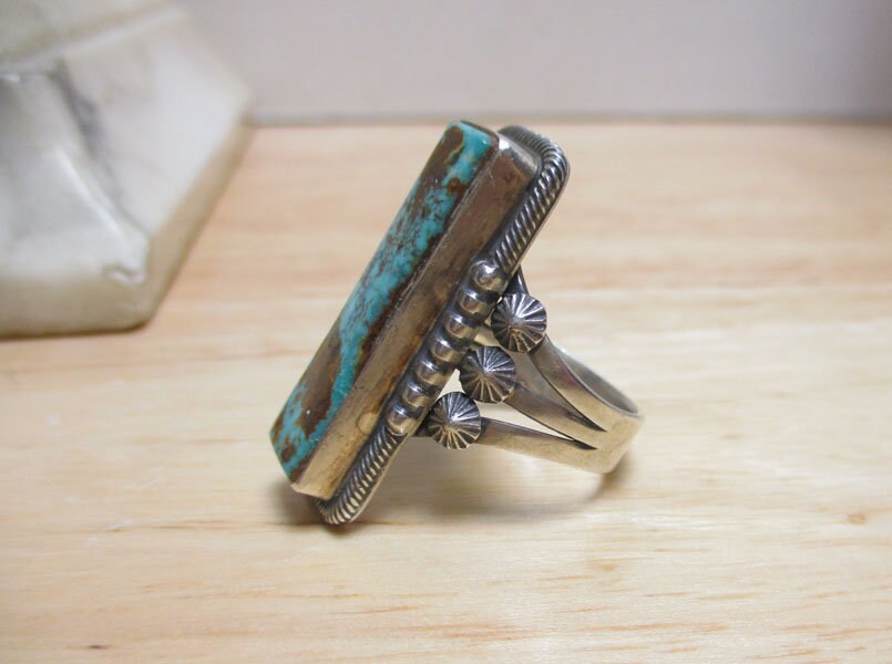 Gr 139 Signed Navajo Stanley Parker Pilot Mountain Turquoise Ring