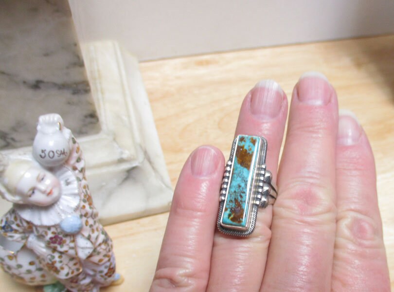 Gr 139 Signed Navajo Stanley Parker Pilot Mountain Turquoise Ring