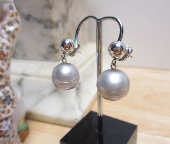 Gr 140 Solid 14K Gold and Pearl Drop Earrings 3/4"