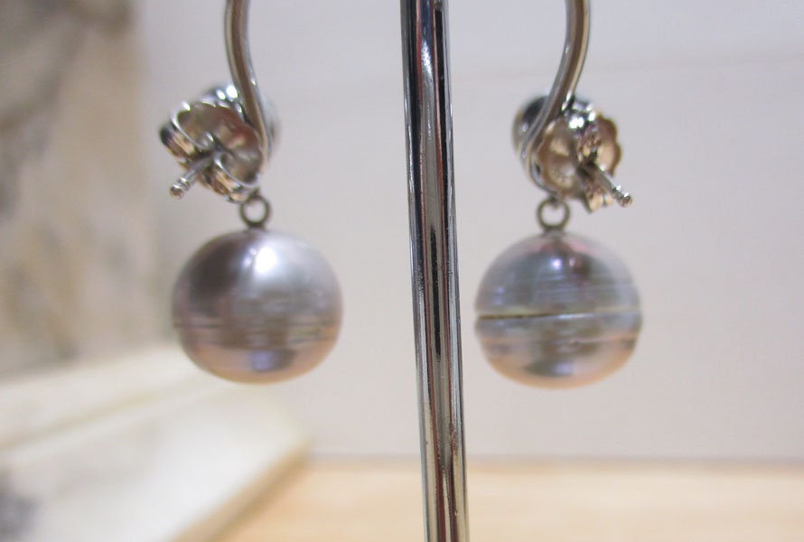 Gr 140 Solid 14K Gold and Pearl Drop Earrings 3/4"