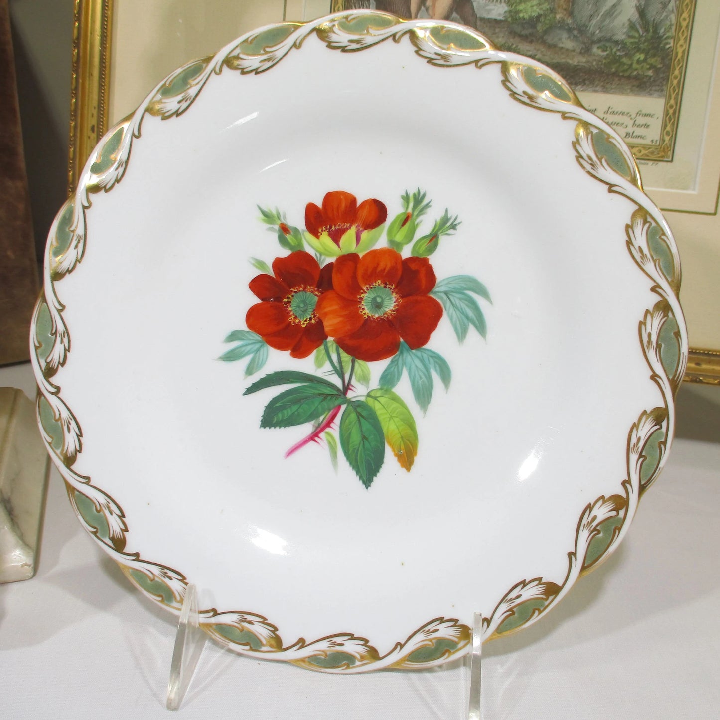 Old Paris Limoges Hand-painted Floral 19th Century Plate