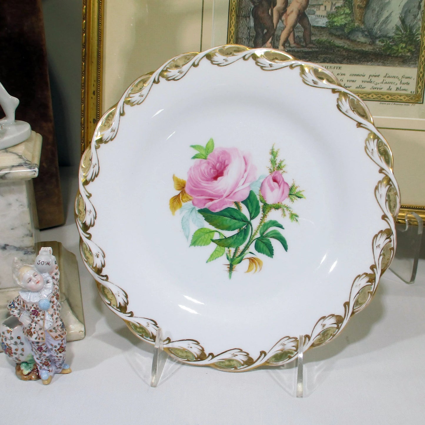 Old Paris Limoges Hand-painted Floral 19th Century Plate