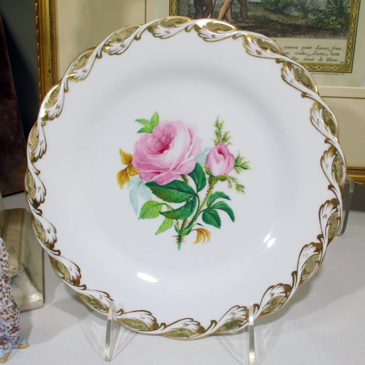 Old Paris Limoges Hand-painted Floral 19th Century Plate