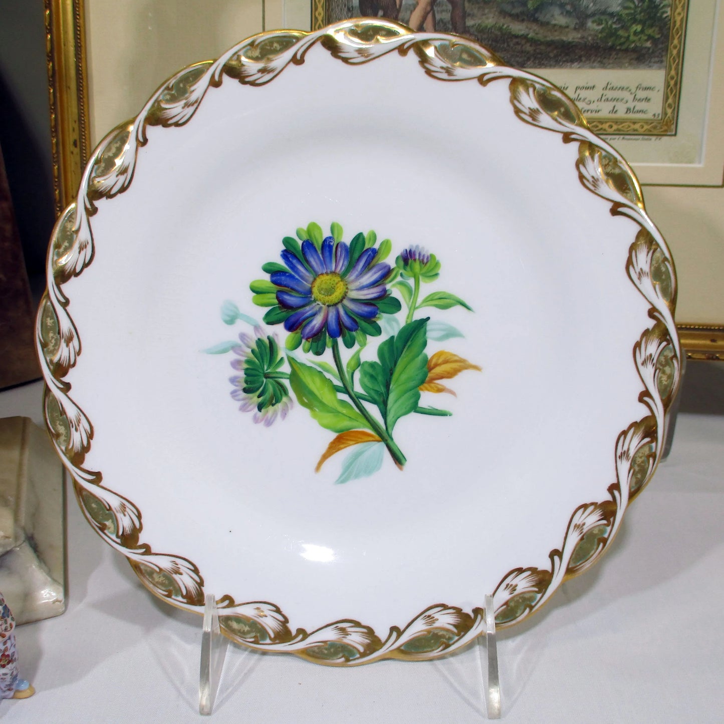 Old Paris Limoges Hand-painted Floral 19th Century Plate