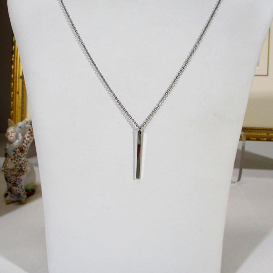 Gr 152 Solid 18k White Gold Rolo Chain Necklace 16 - 20” ~ Bar Pendant