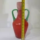 Scavo Italian Murano Moretti Art Glass Orange Green Vase