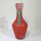 Scavo Italian Murano Moretti Art Glass Orange Green Vase