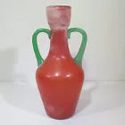 Scavo Italian Murano Moretti Art Glass Orange Green Vase