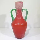 Scavo Italian Murano Moretti Art Glass Orange Green Vase