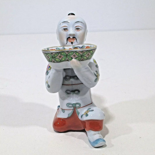 Herend Figurine Medium Chinese Kneeling Mandarin Salt Bearer Very Early Hallmark