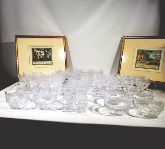 Georgian Anglo Irish Cut Glass 40 Piece Glasses Service for 8